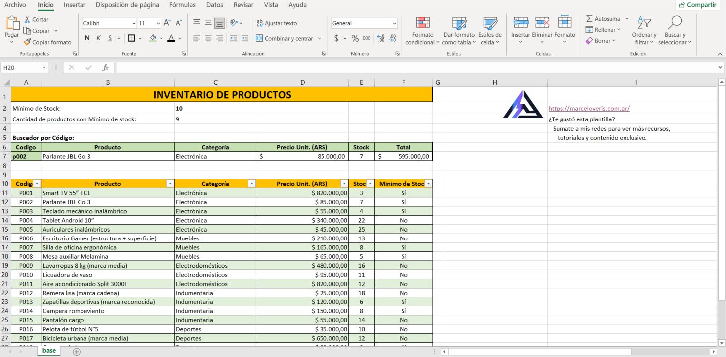 Inventario de productos